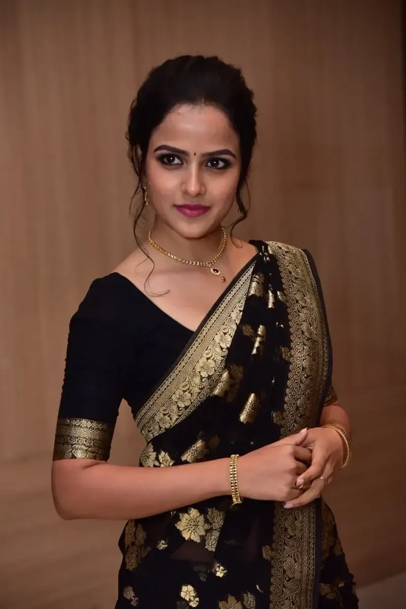 Actress Vaishnavi Chaitanya in Black Saree at Baby Movie Celebrations